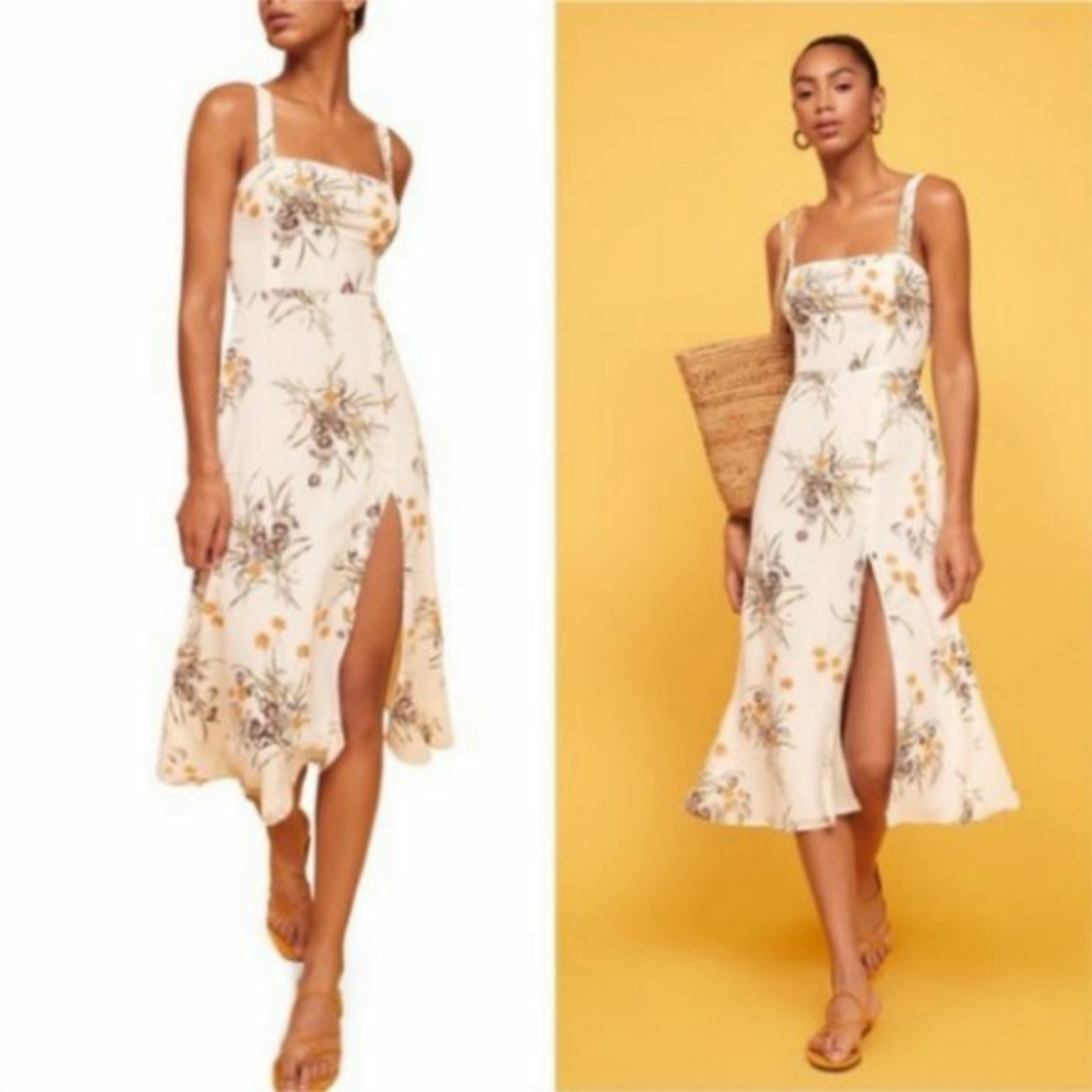 Reformation Floral Nectarine Dress